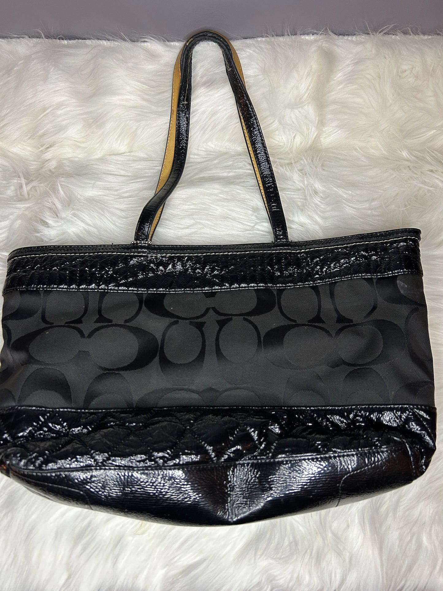 Coach Shoulder Bag w black and silver bracelet and ring