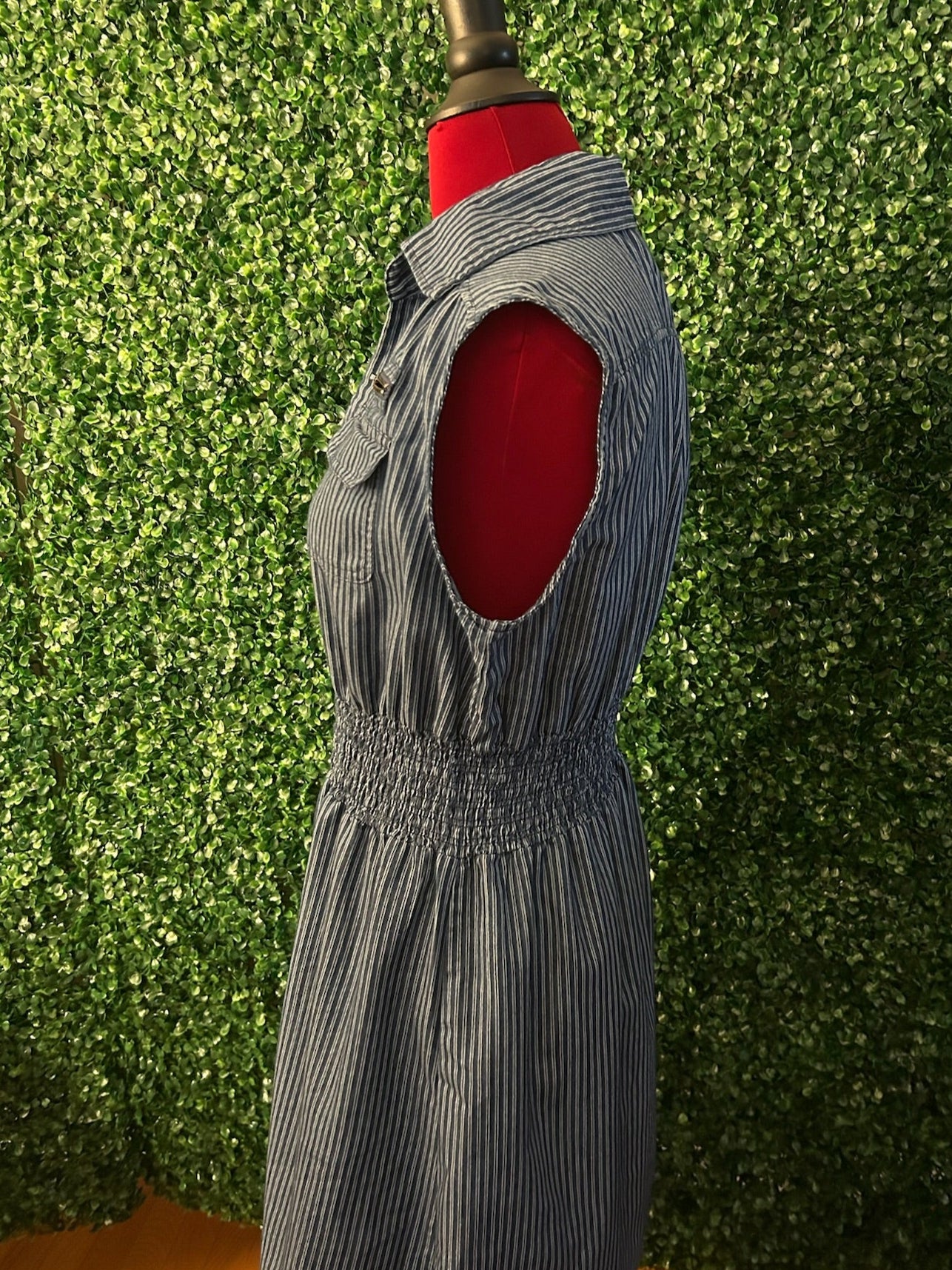 J Gee Sleeveless Striped denim dress