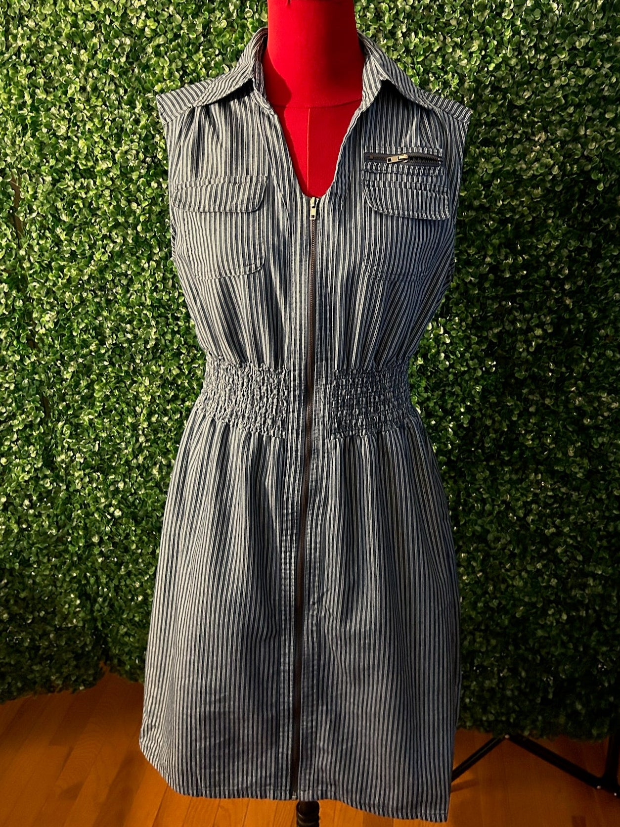 J Gee Sleeveless Striped denim dress