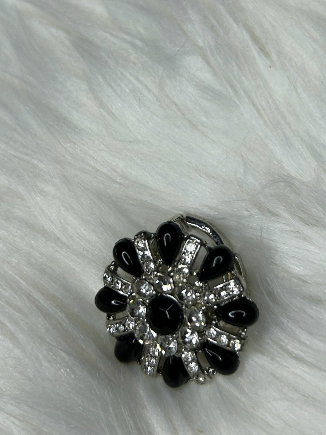Silver and Black Circular Ring and bracelet