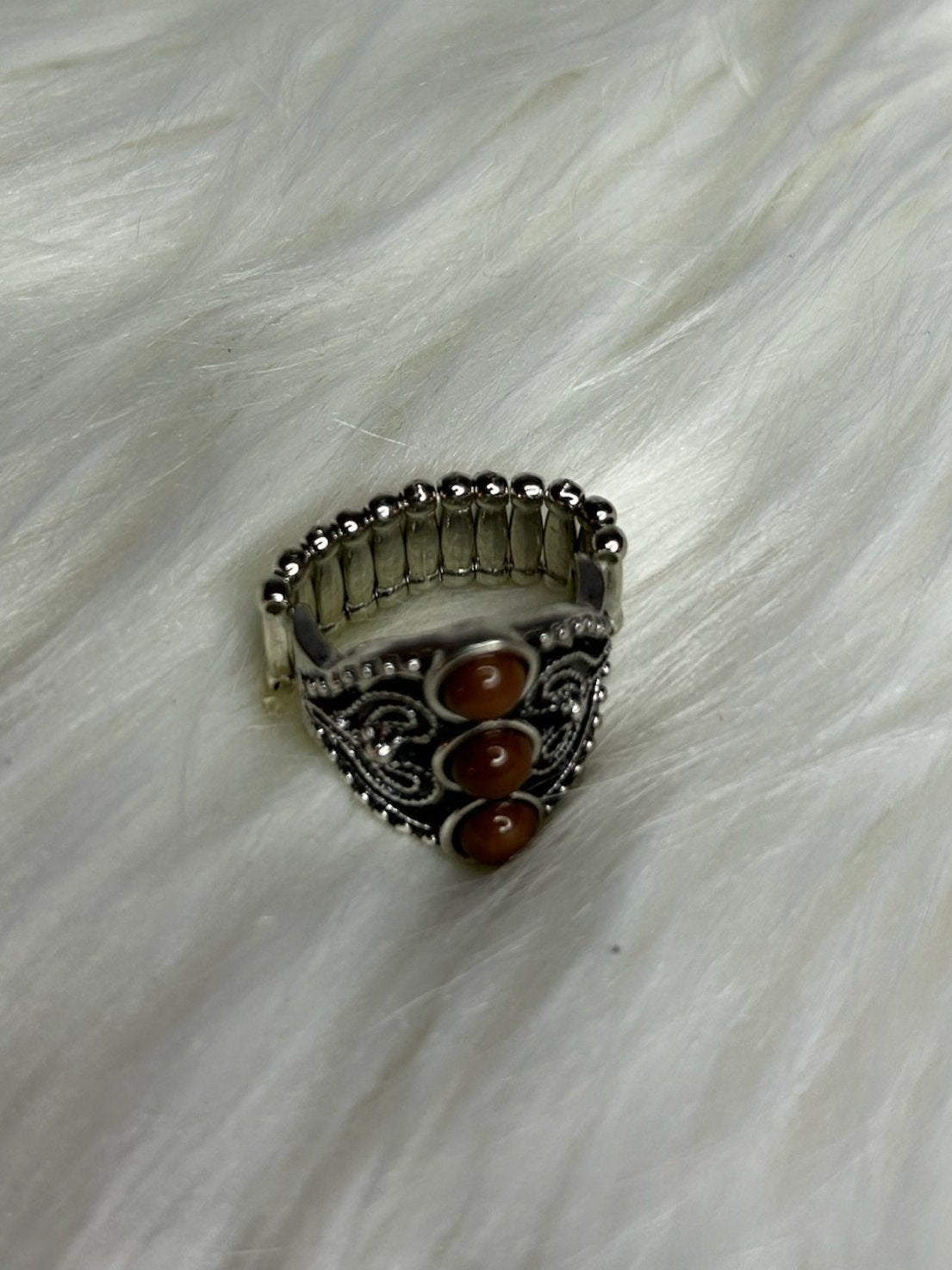 Silver Ring with Brown Stone