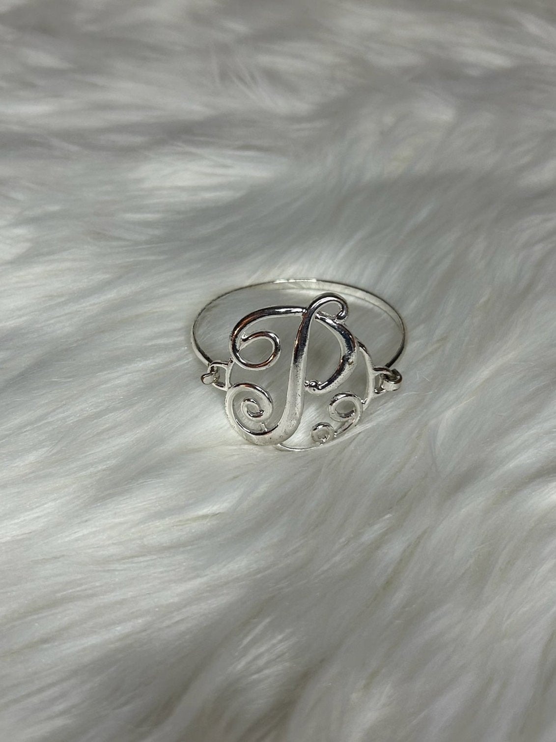 Silver P Cuff Bracelet