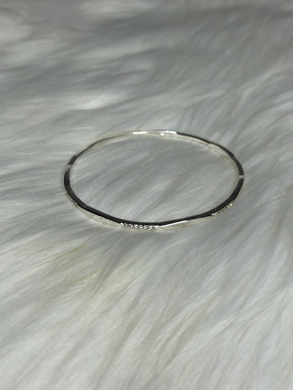 Silver Skinny Diamond Bangle