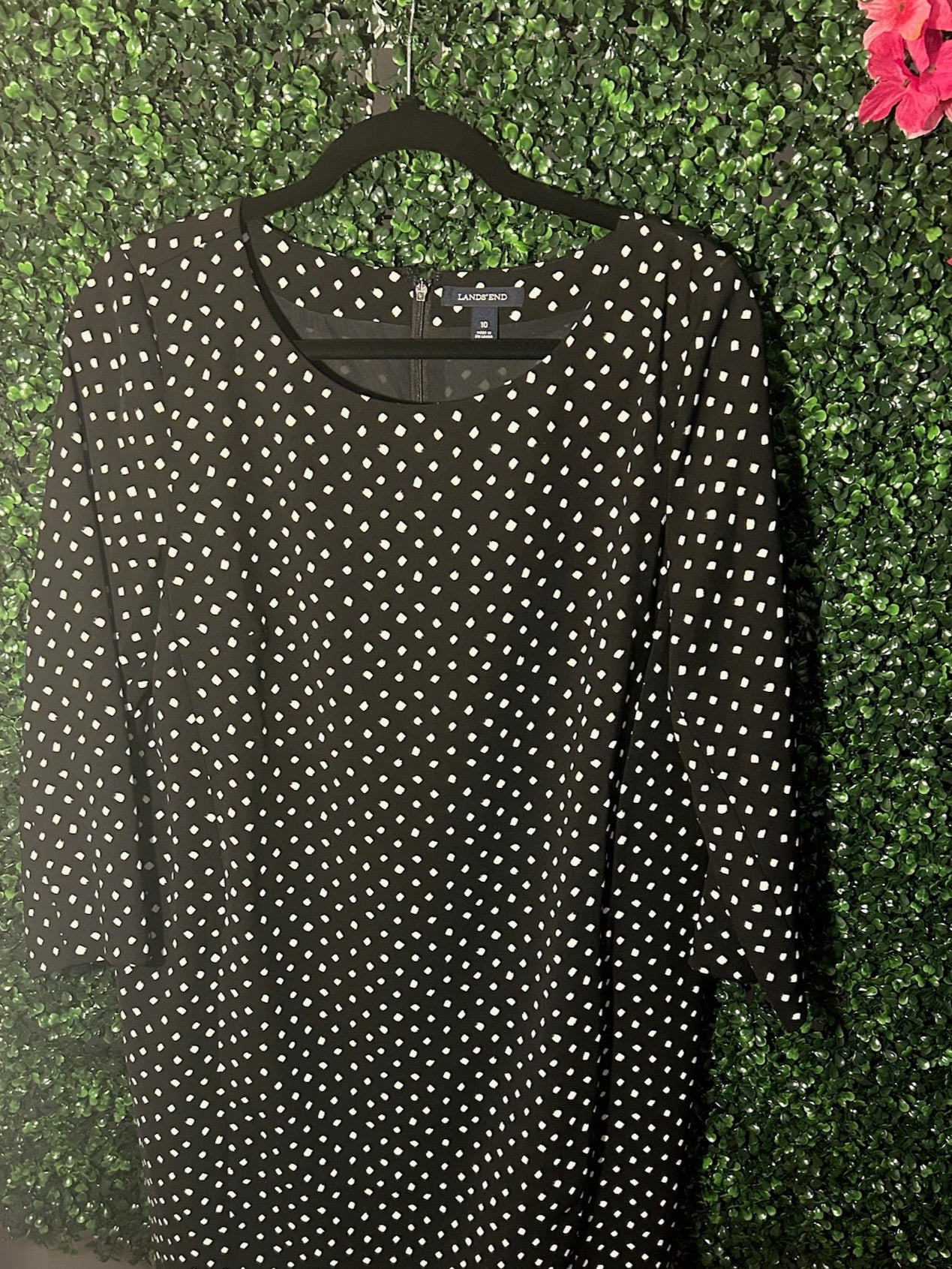 Land's End Black Polka Dot Dress