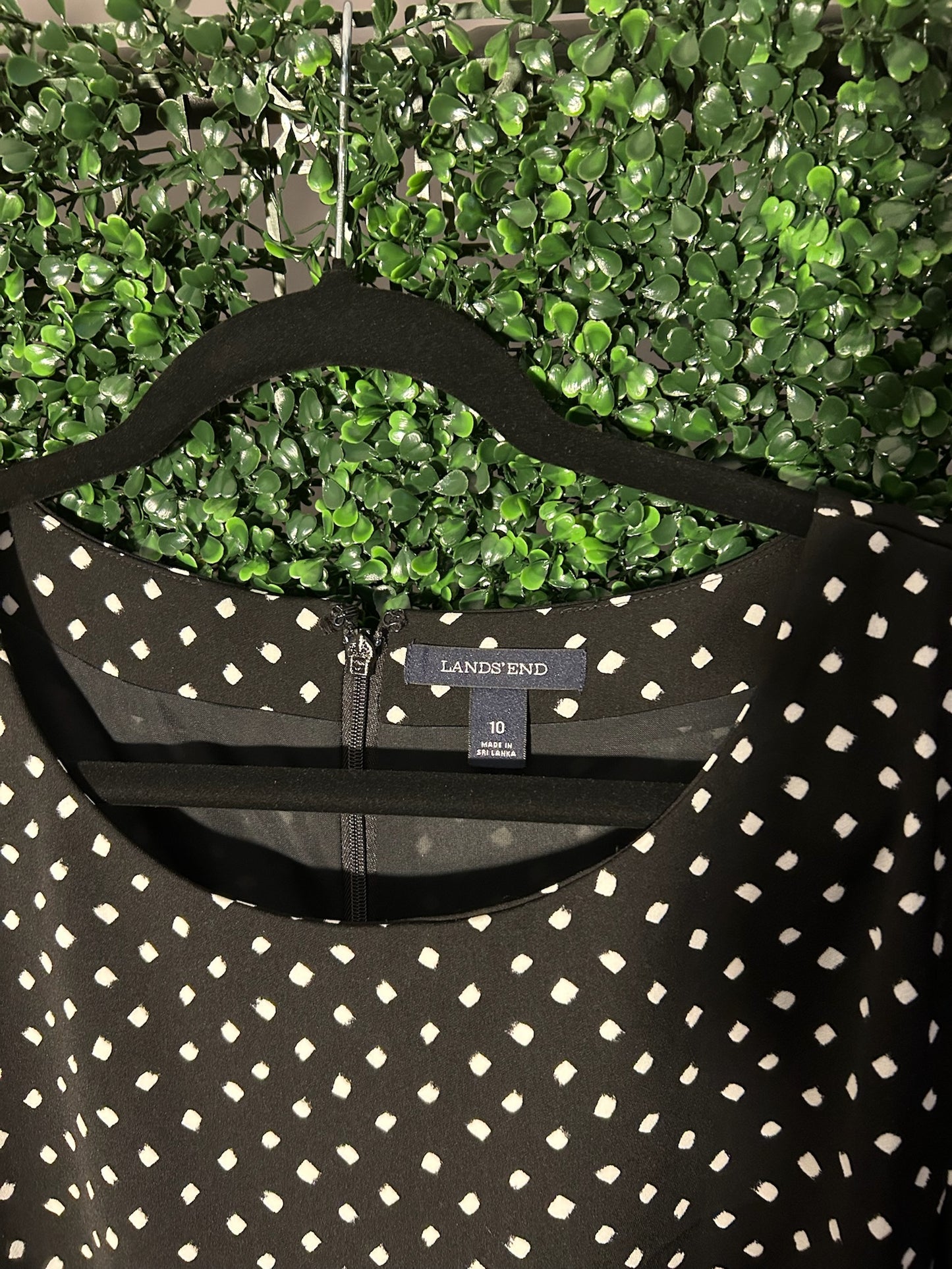 Land's End Black Polka Dot Dress