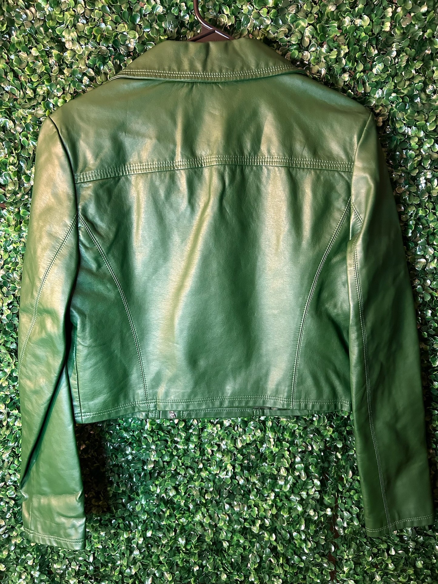Express Green Faux Leather Jacket