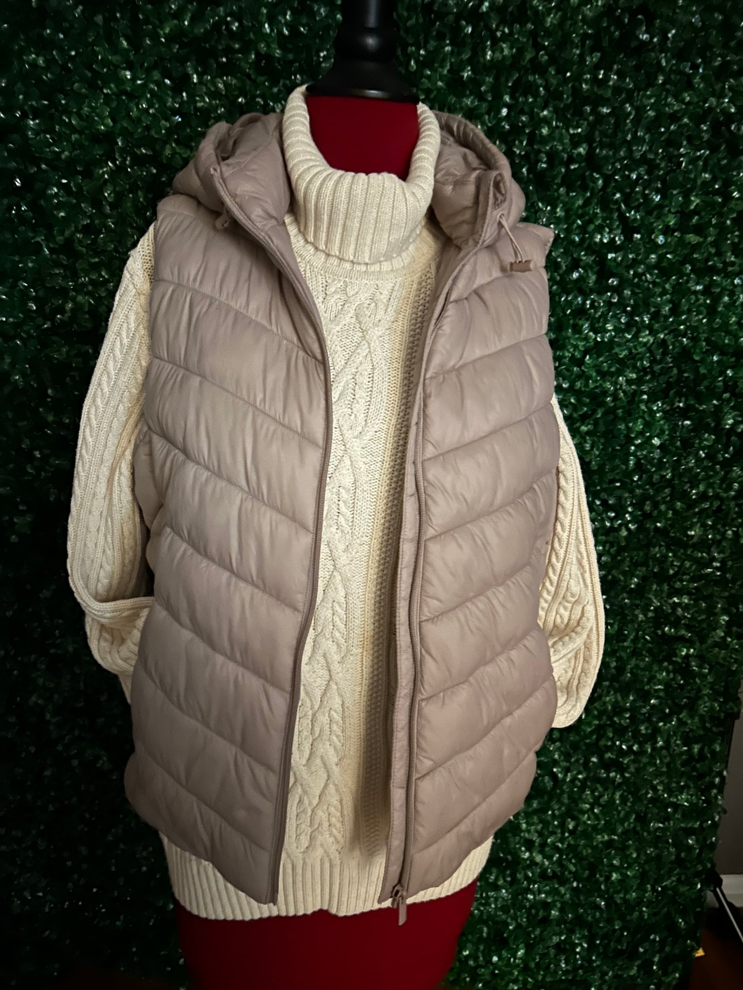 Hooded Ski Vest and Turtleneck sweater