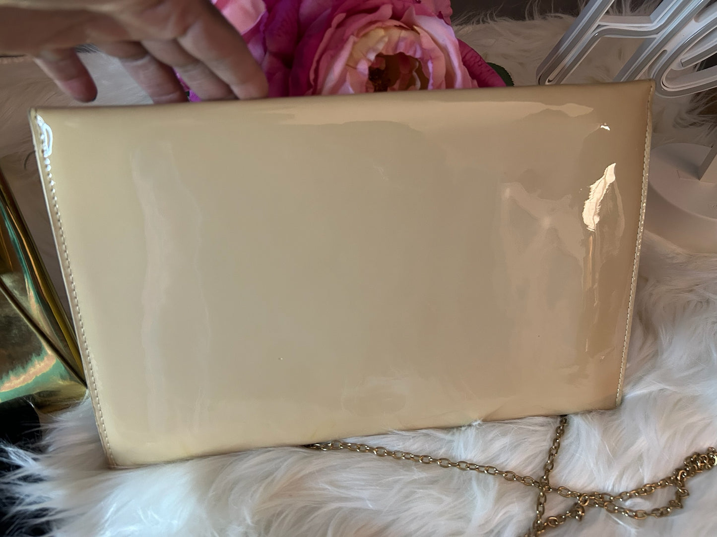 Nude Envelope Clutch w/ Gold Accents