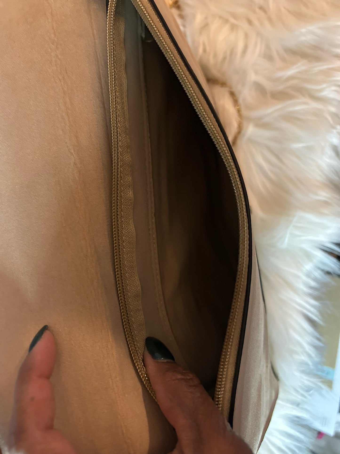 Nude Envelope Clutch w/ Gold Accents