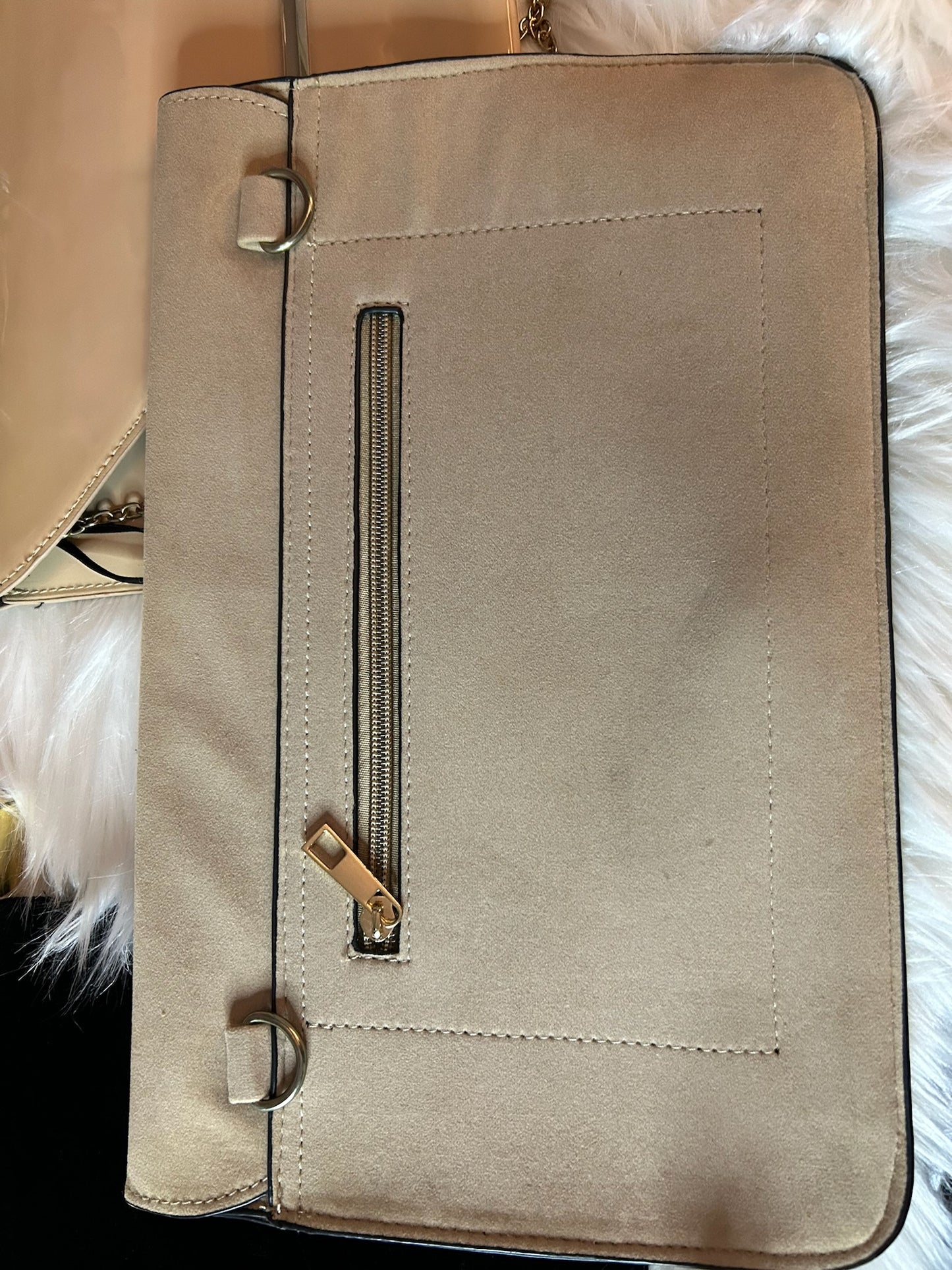 Nude Envelope Clutch w/ Gold Accents