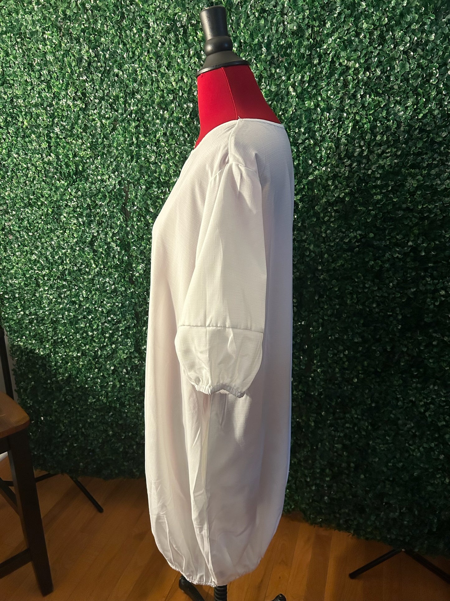 Shein Curve Balloon White Dress