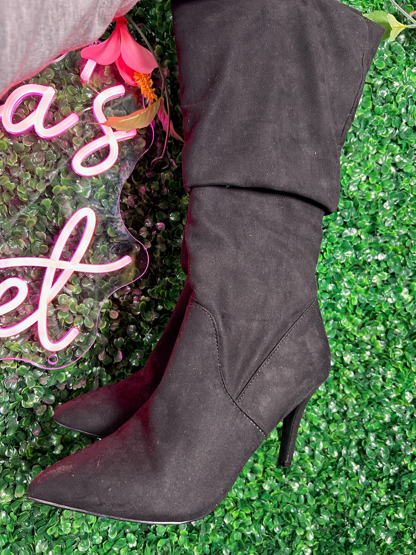 Fergalicious Black Tall Suede Boot