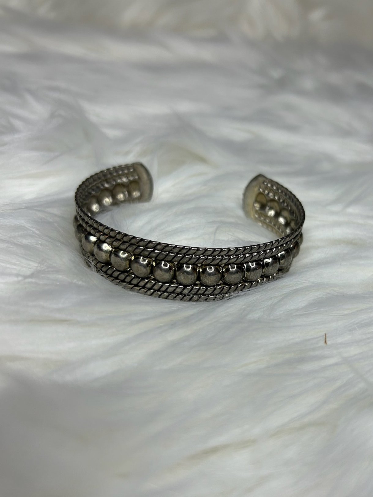 Silver Beaded Cuff