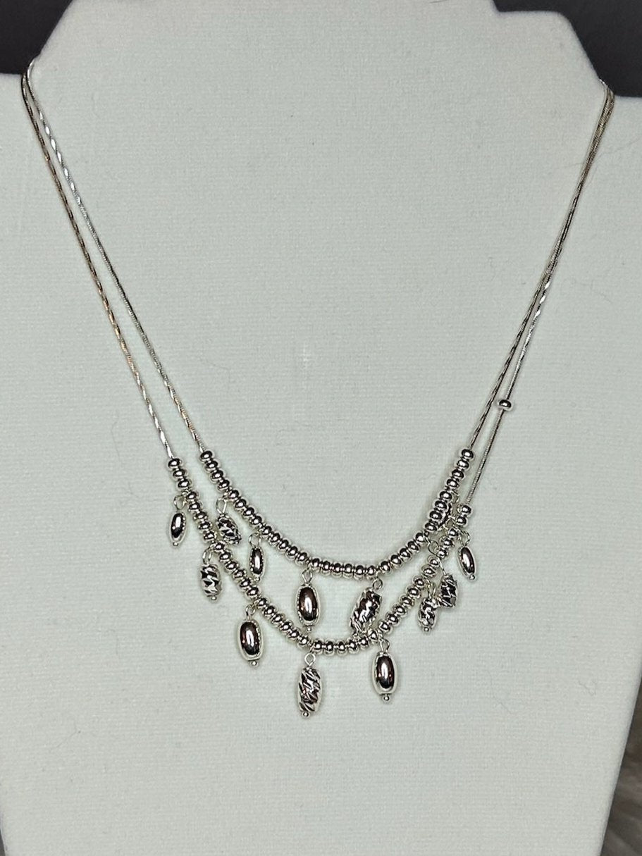 Double Layer Silver Necklace