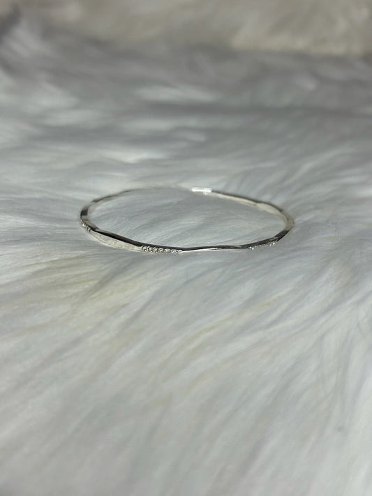 Silver Skinny Diamond Bangle