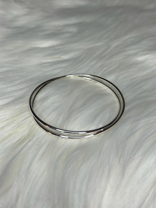 Silver Skinny Double Bangle