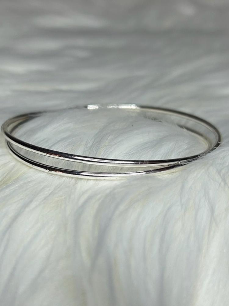 Silver Skinny Double Bangle