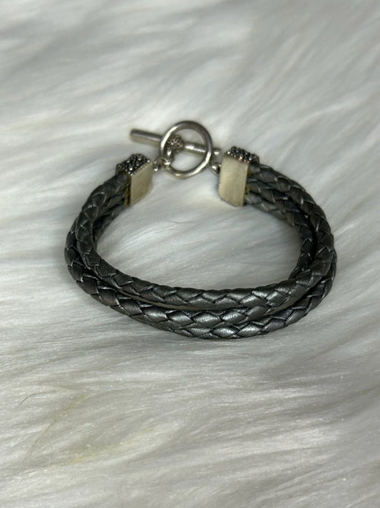 Silver Braided Leather Cuff