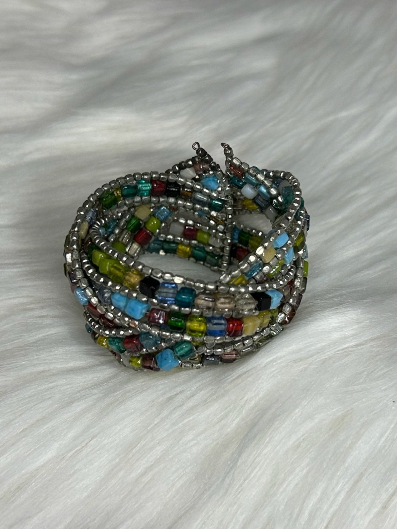 Multi-colored beaded cuff