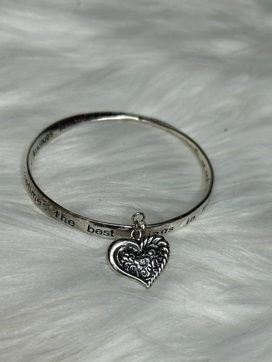 Silver Bangle Heart Bracelet