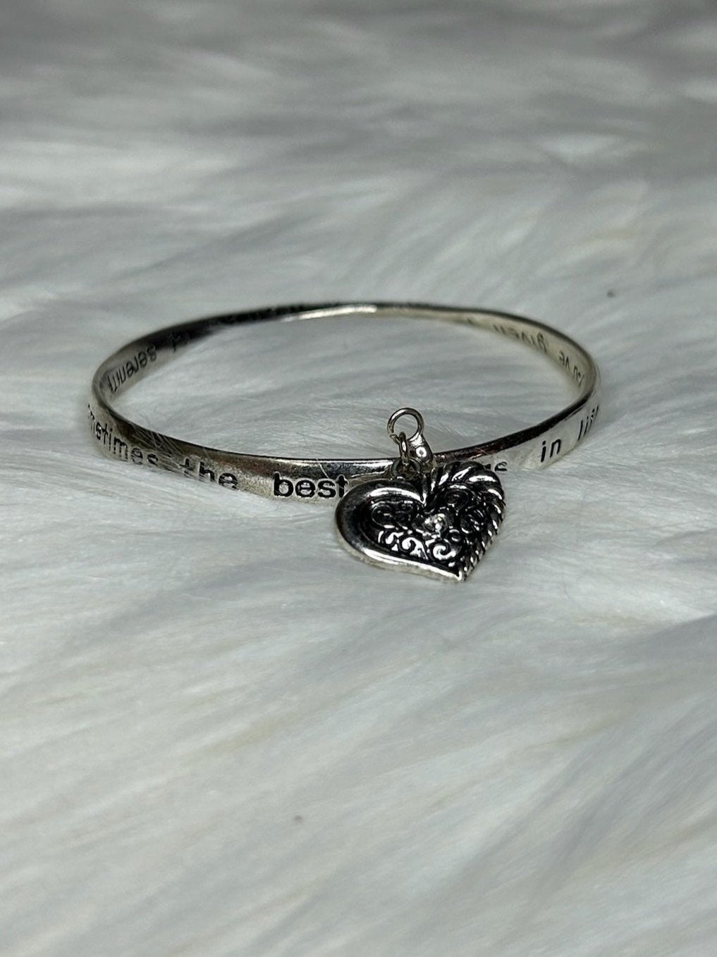 Silver Bangle Heart Bracelet