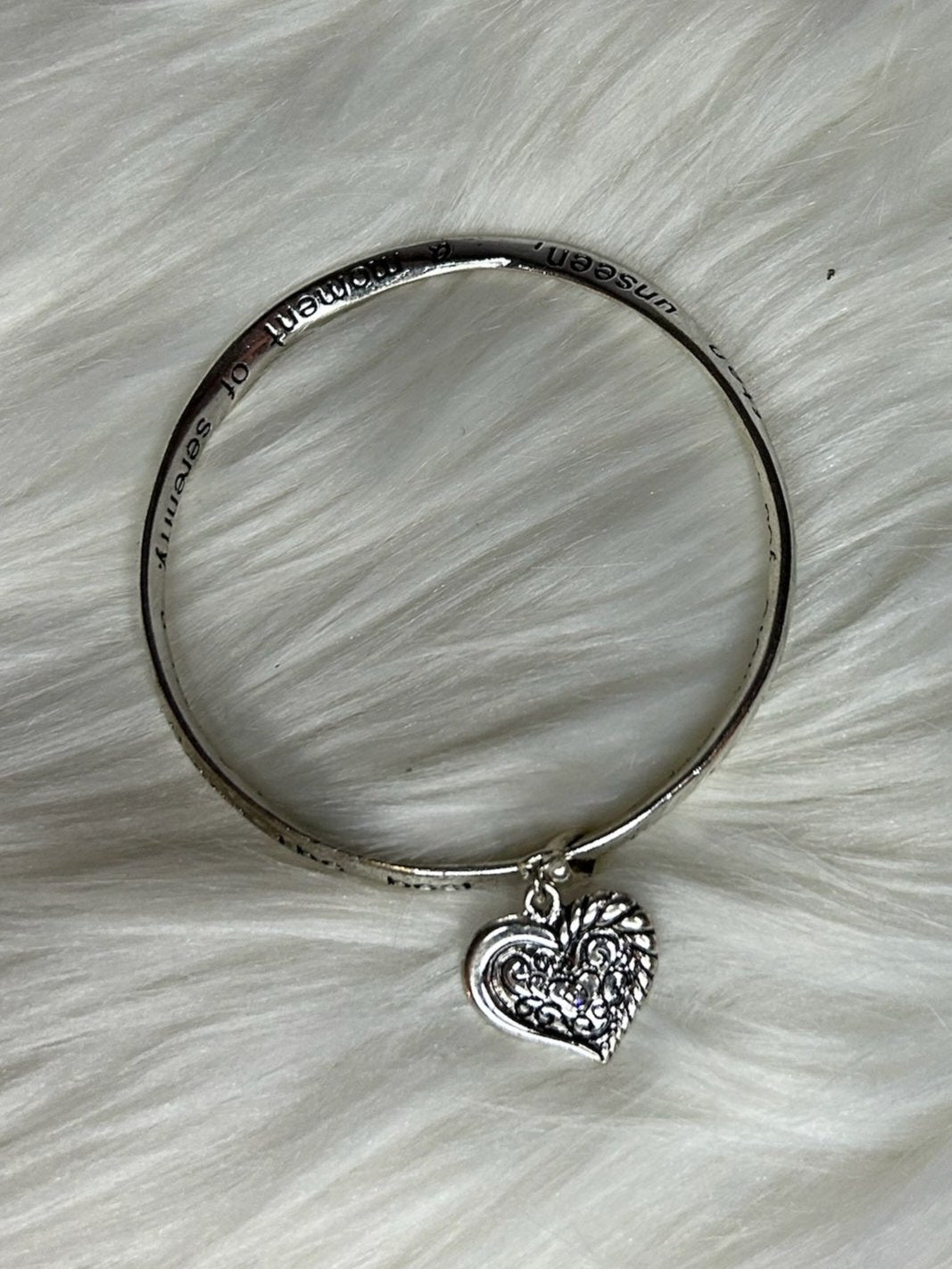 Silver Bangle Heart Bracelet