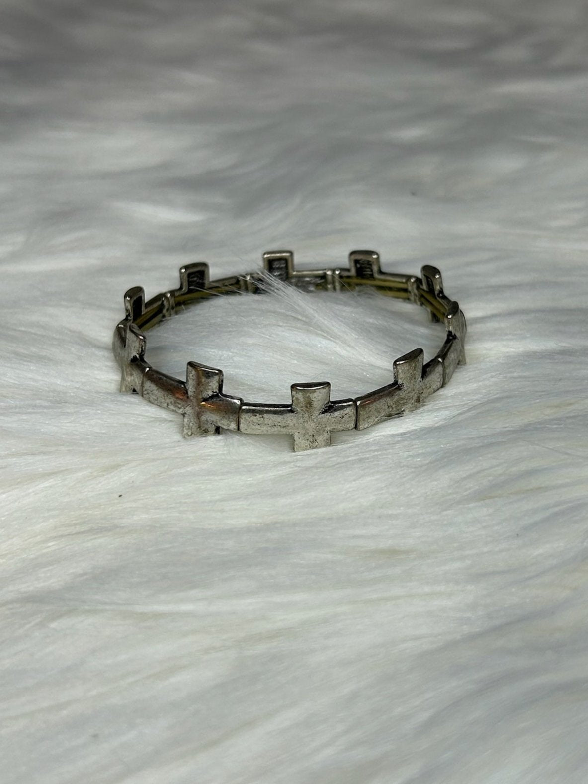 Silver Cross Link Bracelet