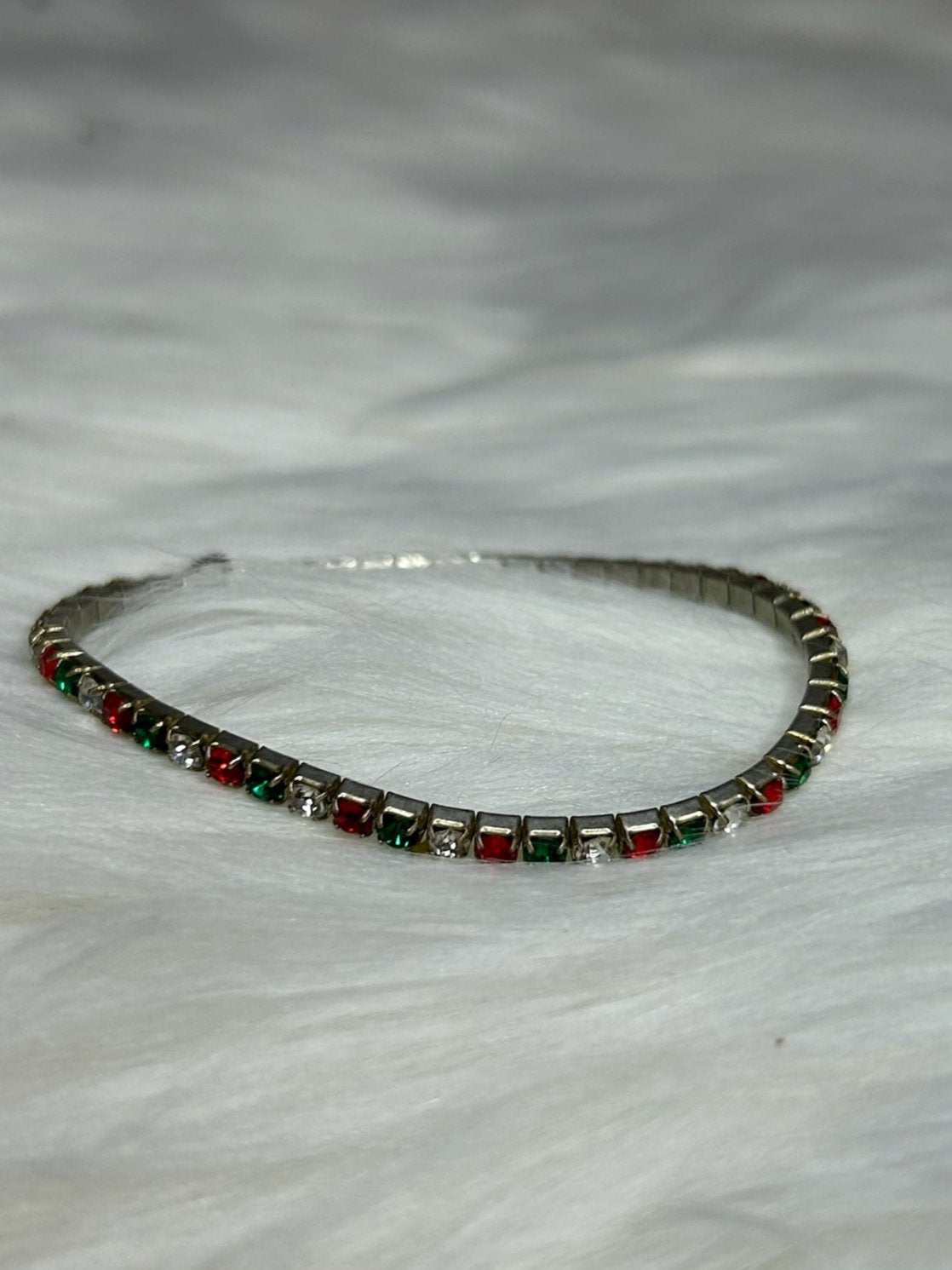 Red and Green Rhinestone Bracelet