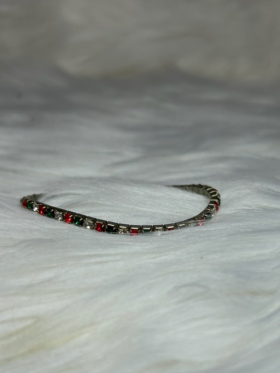 Red and Green Rhinestone Bracelet