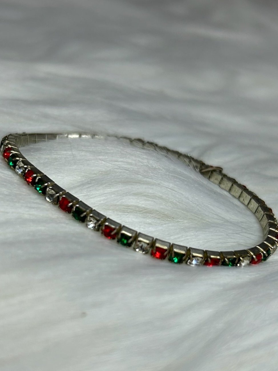 Red and Green Rhinestone Bracelet