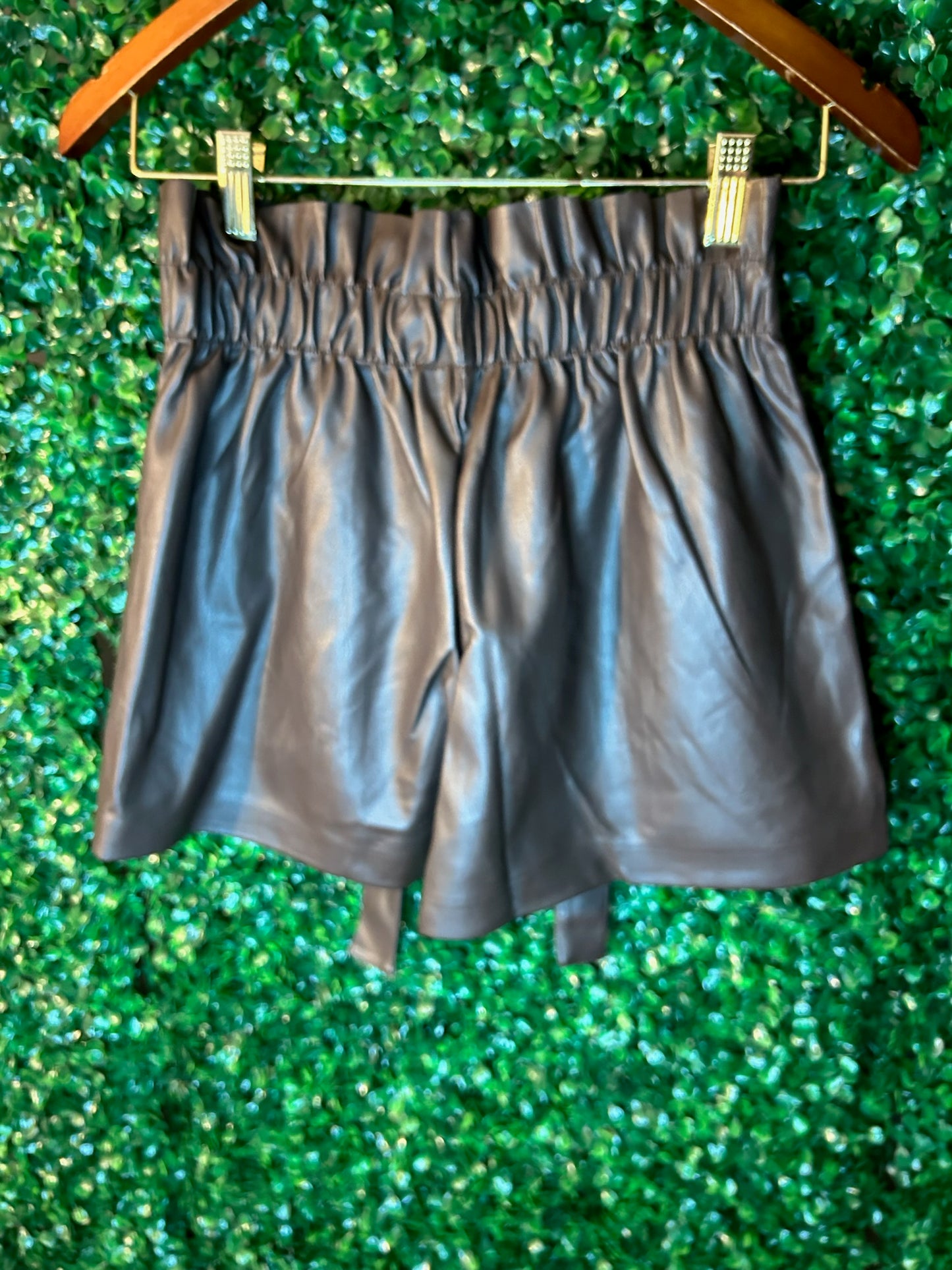 Chocolate Brown Faux Leather Shorts