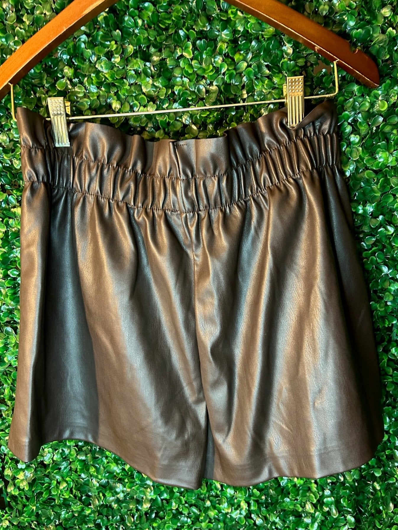 Chocolate Brown Faux Leather Shorts