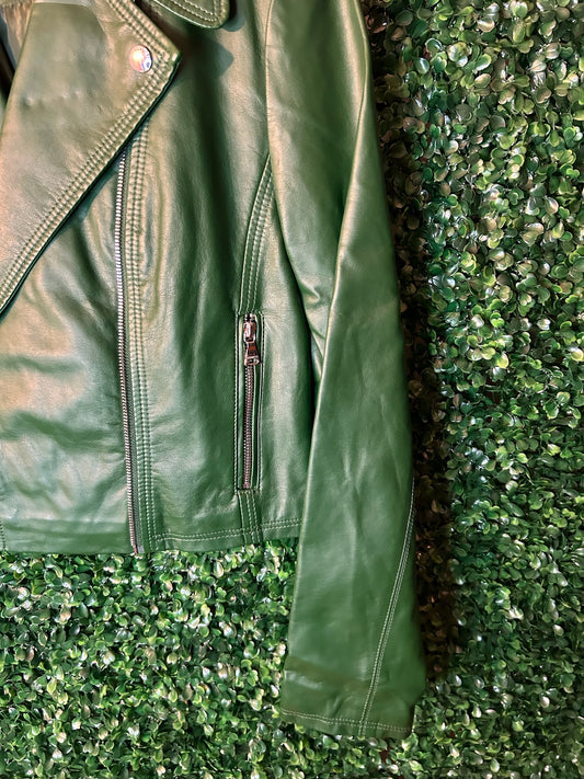 Express Green Faux Leather Jacket