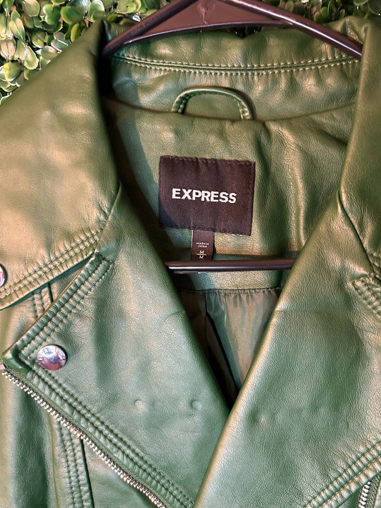 Express Green Faux Leather Jacket