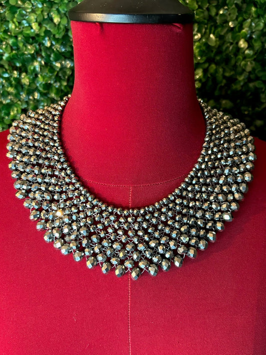 Silver beaded layered Necklace