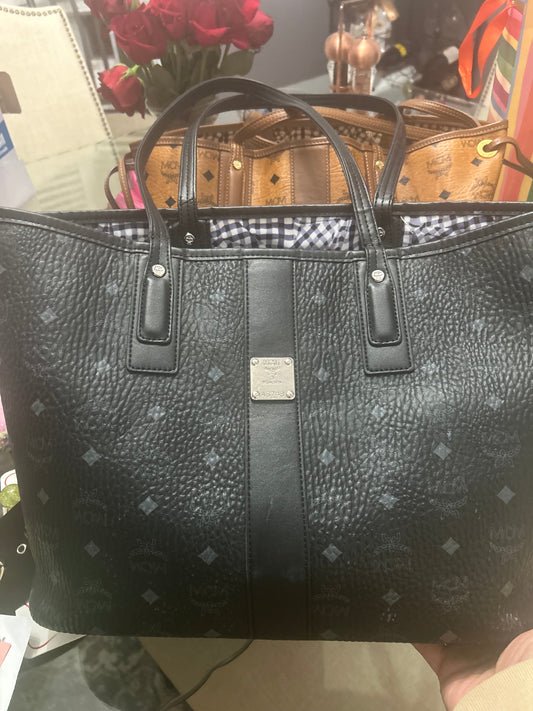 MCM LARGE BLACK LIZ VISETOS SHOPPER