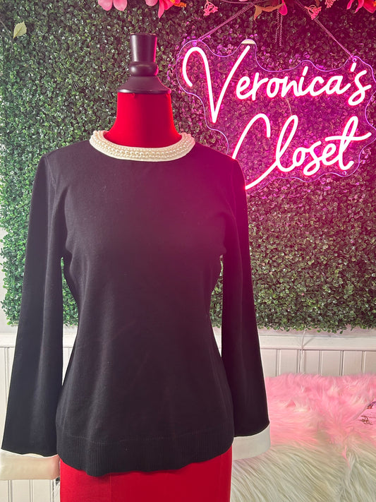 Bellini Black and Ivory Pearl sweater